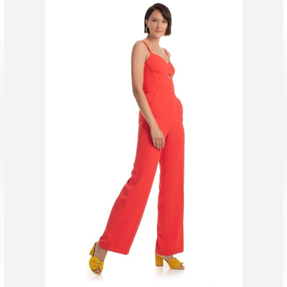 Trina Turk Sunbeam Jumpsuit - Flame Red / Orange Size 2 - Picture 1 of 14